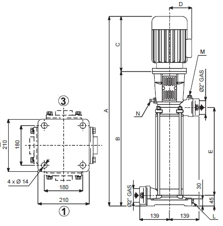 ROVATTI ME2 KV50C 12/4 – 2Hp (1.5kW) Vertical Multistage Surface Pump
