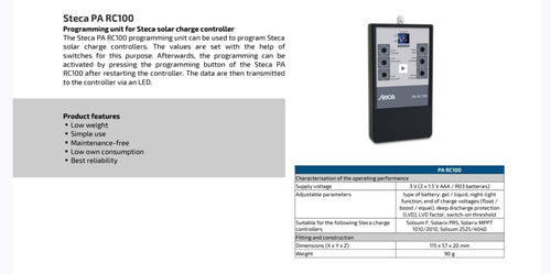 STECA PA RC100 Programming Unit for Solar Charge Controller