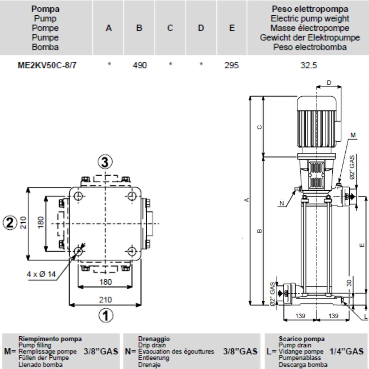 ROVATTI ME2 KV50C 8/7 Vertical Multistage Pump
